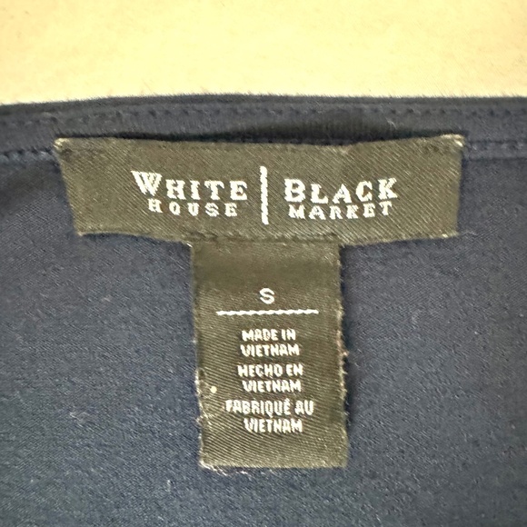 WHBM Long Sleeve Top Beaded Front Navy Blue Ruching Size S - Picture 4 of 4